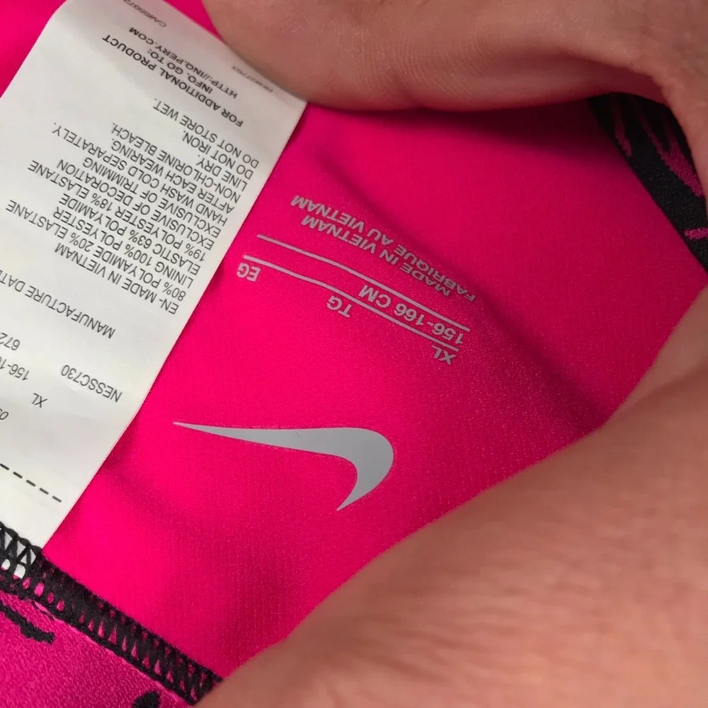 Nike Swim Shorts Girls XL Hot Pink Script Spellout Logo Performance NEW NWT